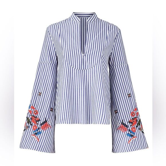 NEW! Tanya Taylor Striped Klara Embroidered Menswear Stripe Top ~ 4 ~ $350 - Picture 15 of 15